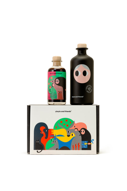 Yiayia gift box Extra Virgin Olive Oil & Red Fruit Vinegar - 500ml+200ml - Carton of 4 units