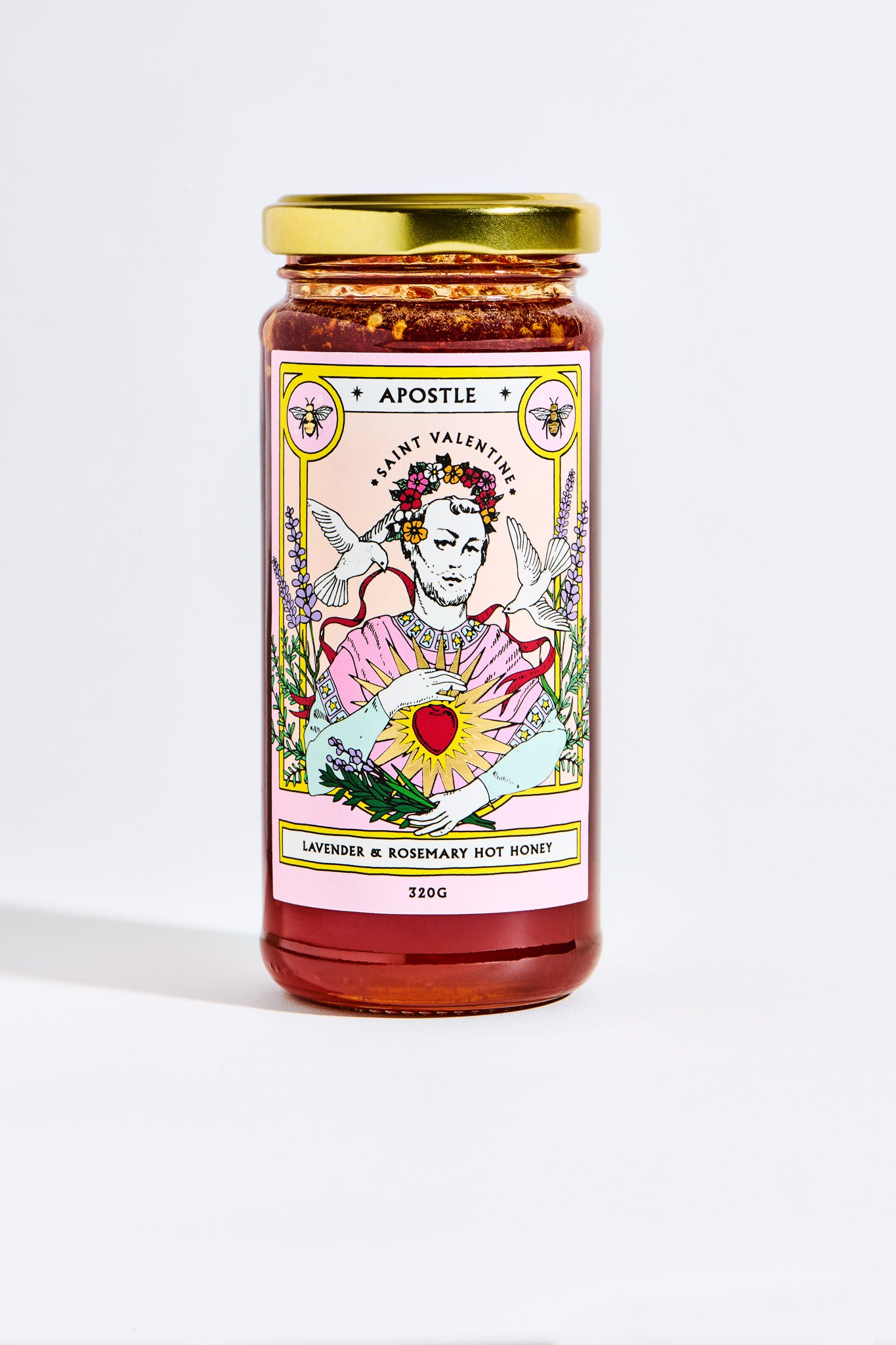 Saint Valentine: Lavender & Rosemary Hot Honey 320g - Carton of 12 Units